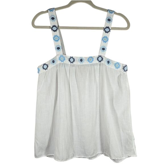 M Love By Gap White Embroidered Square Neck Tank Top Blue Accents Womens Size XS - Picture 1 of 10